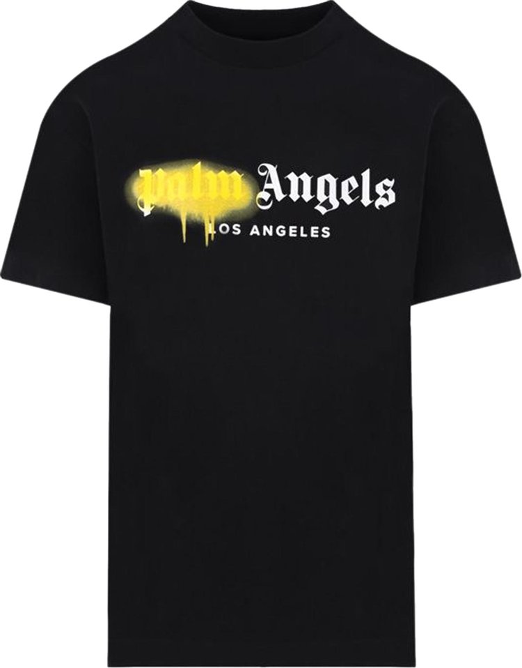 Palm Angels LA Sprayed Logo Tee 'Black/Yellow'