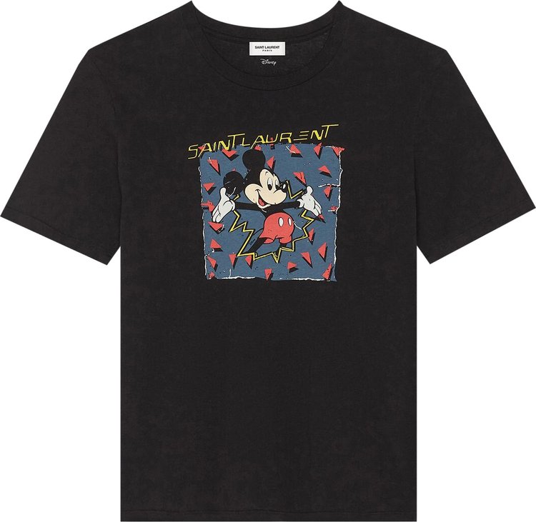 Saint Laurent Mickey Mouse Print T-Shirt 'Noir/Multicolor'