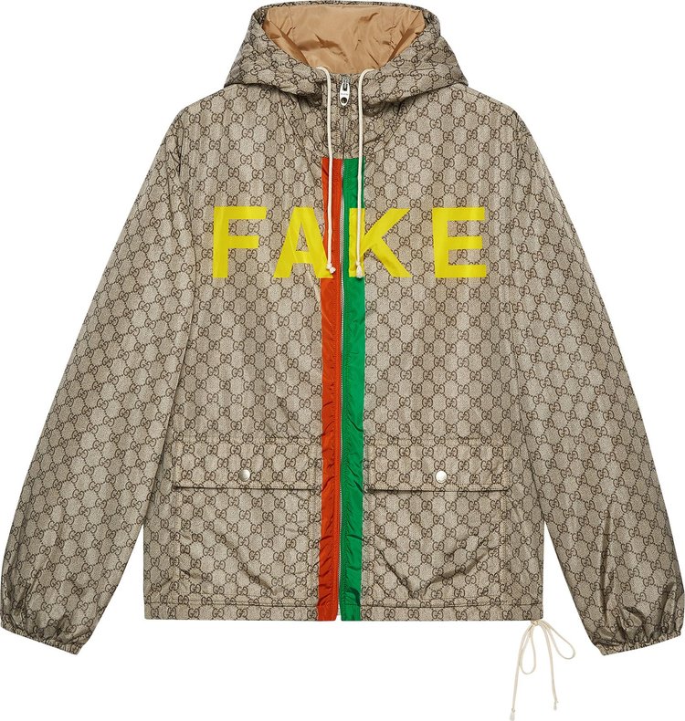 Gucci Fake/Not Print GG Nylon Jacket 'Beige/Ebony'