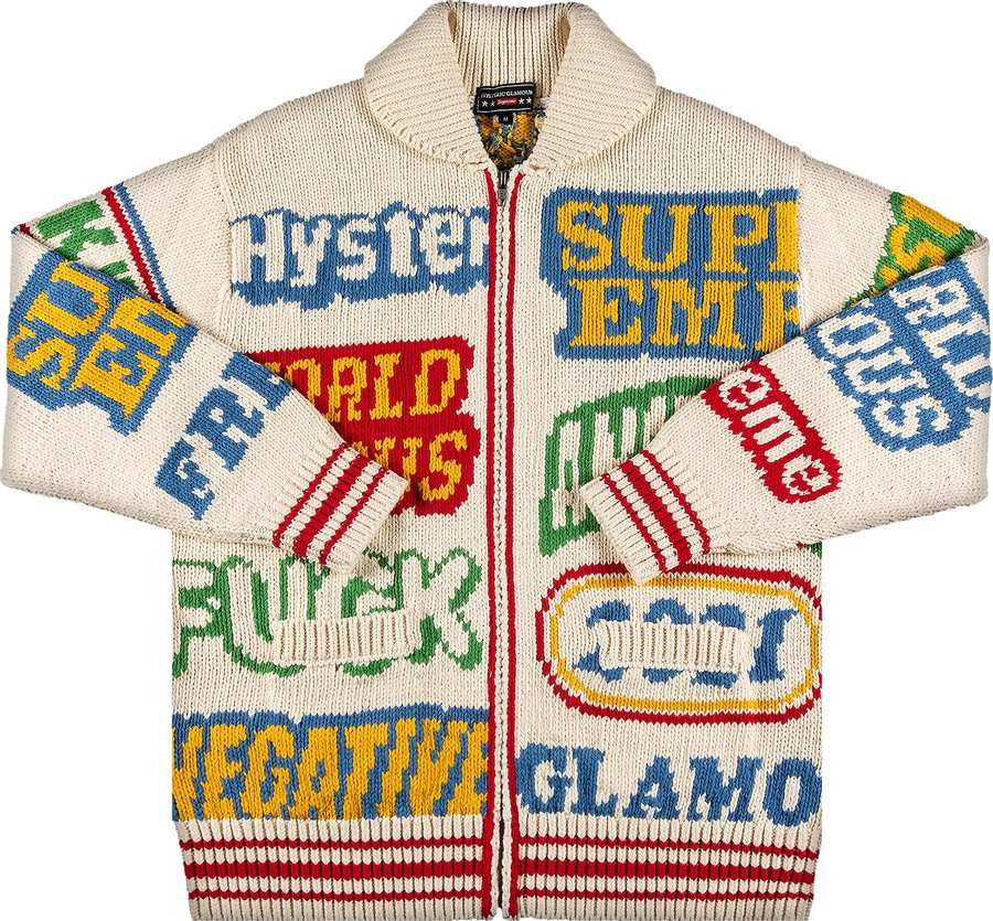Buy Supreme x Hysteric Glamour Logos Zip Up Sweater 'Natural' - SS21SK1 ...