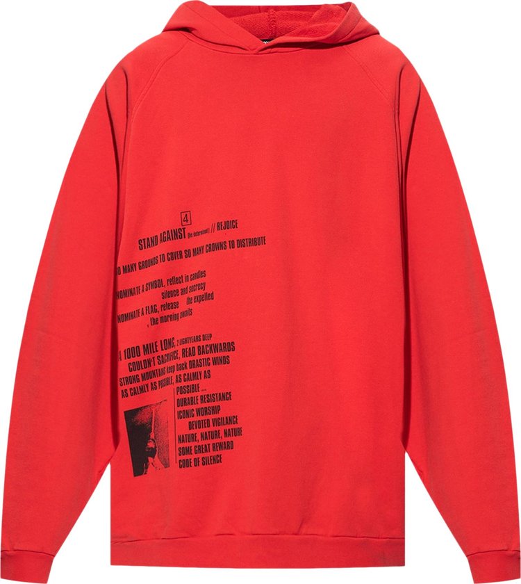 Raf Simons Redux Oversized Hooded Sweater With Front And Back Print 'Red'