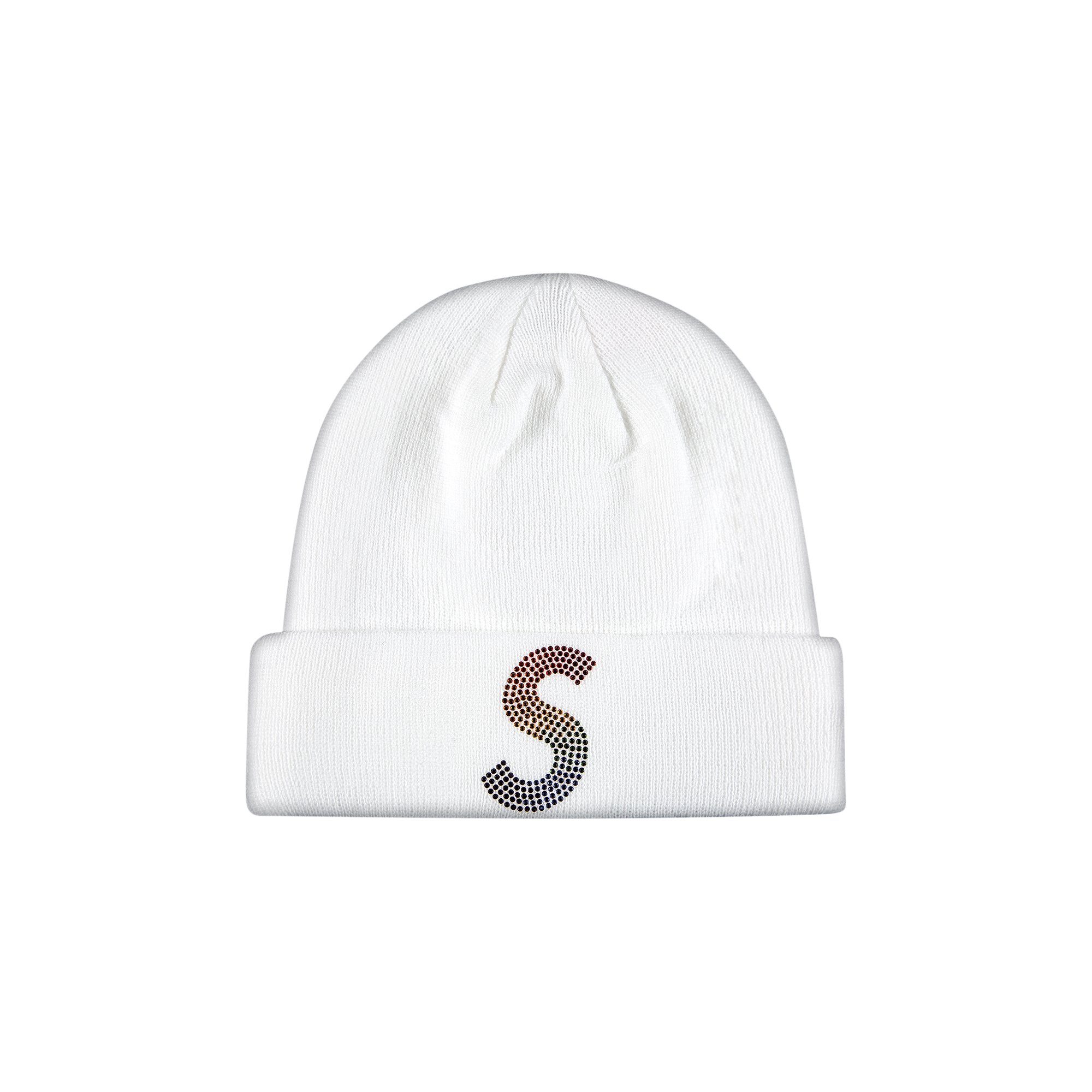Supreme x New Era x Swarovski S Logo Beanie 'White'