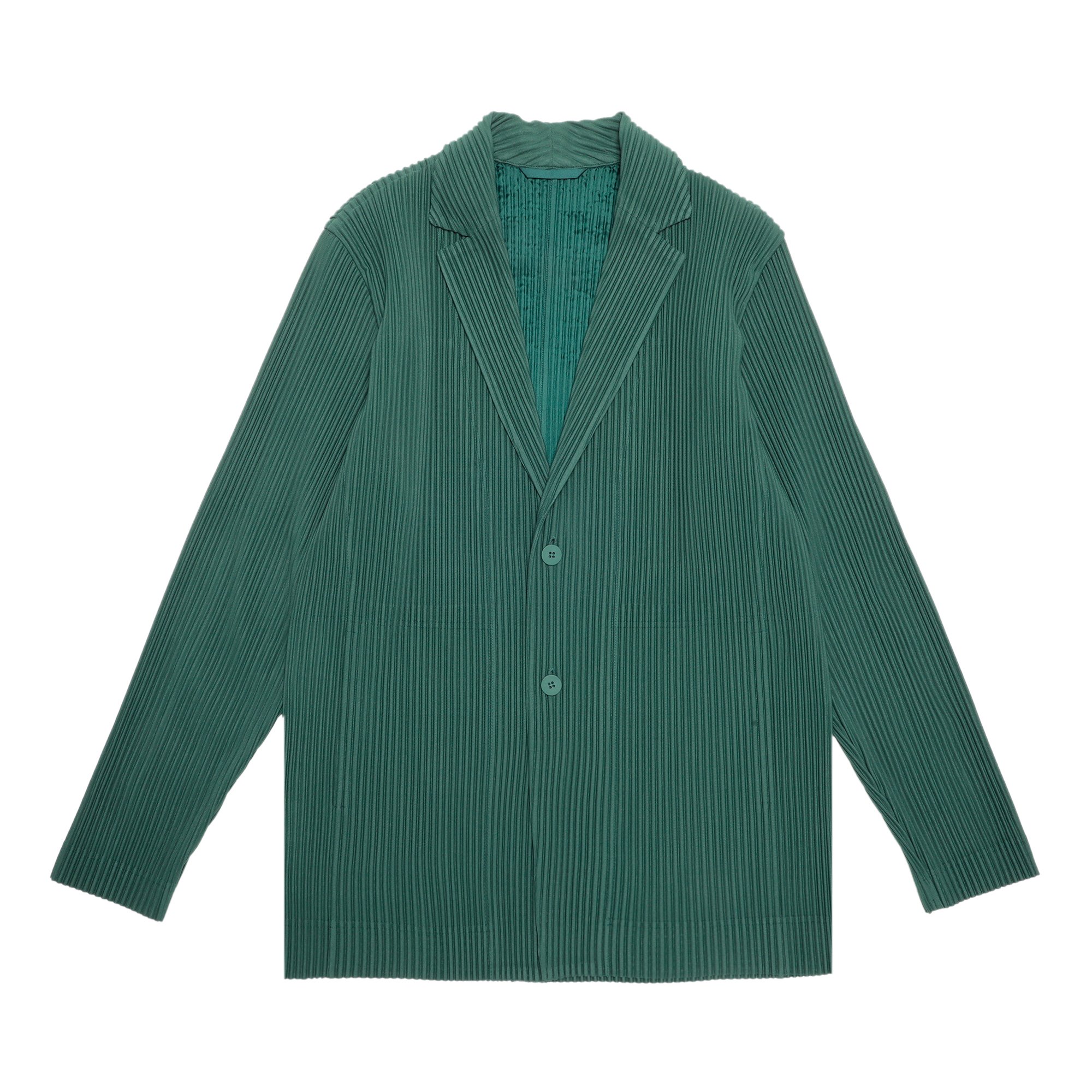 Homme Plissé Issey Miyake Pleated Button Down Jacket 'Green' | GOAT