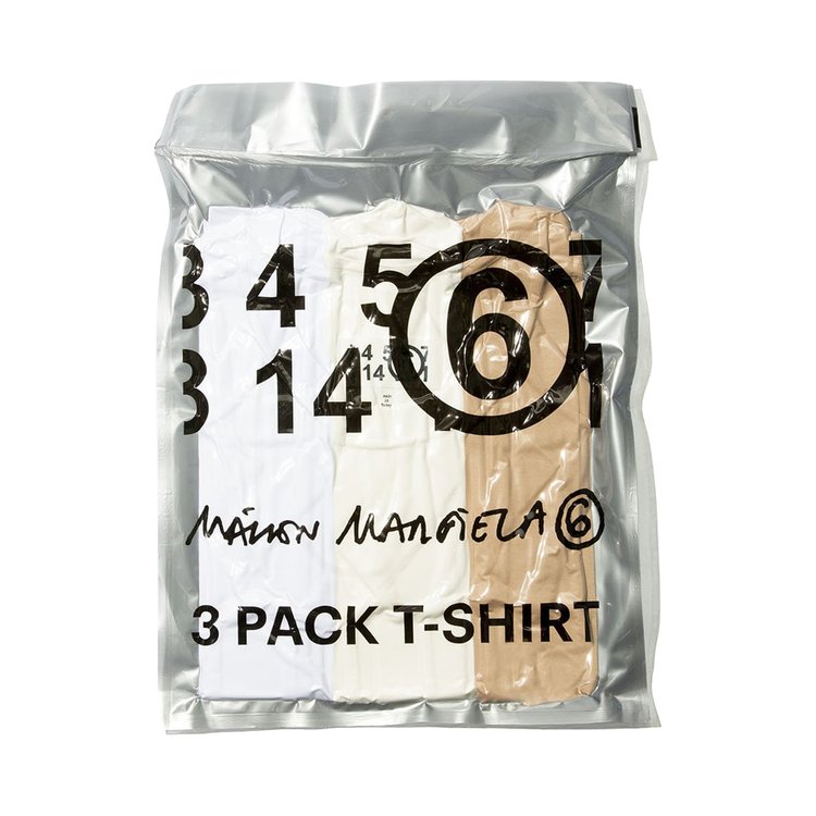 MM6 Maison Margiela Logo Tee Tri-Pack 'Optic White/Nude'