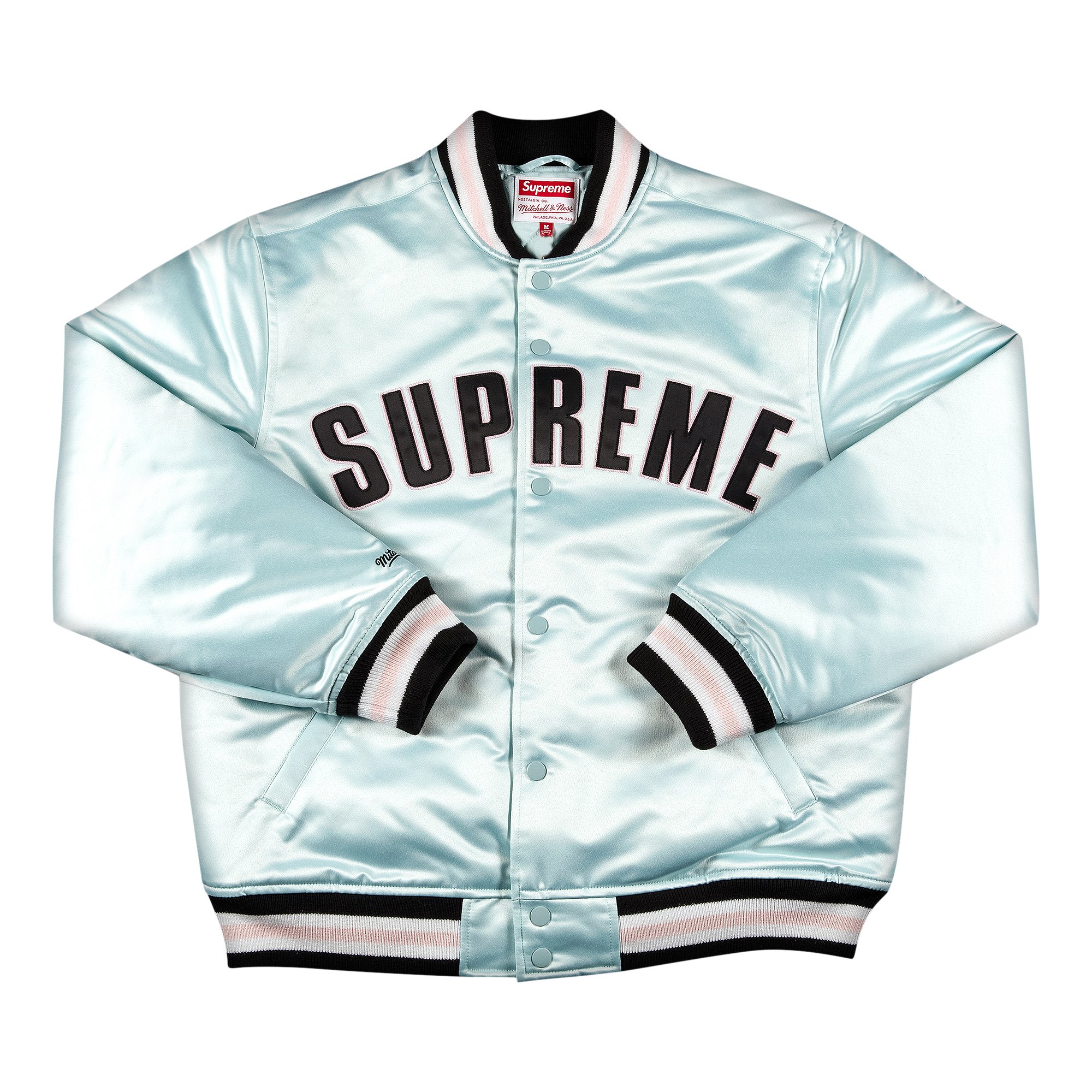 Supreme x Mitchell And Ness Satin Varsity Jacket 'Light Blue'