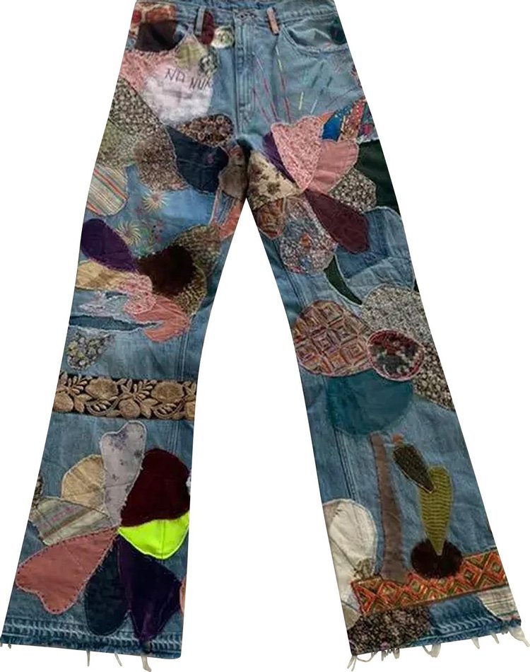 Kapital Wide Cut Patchwork Jeans 'Indigo'