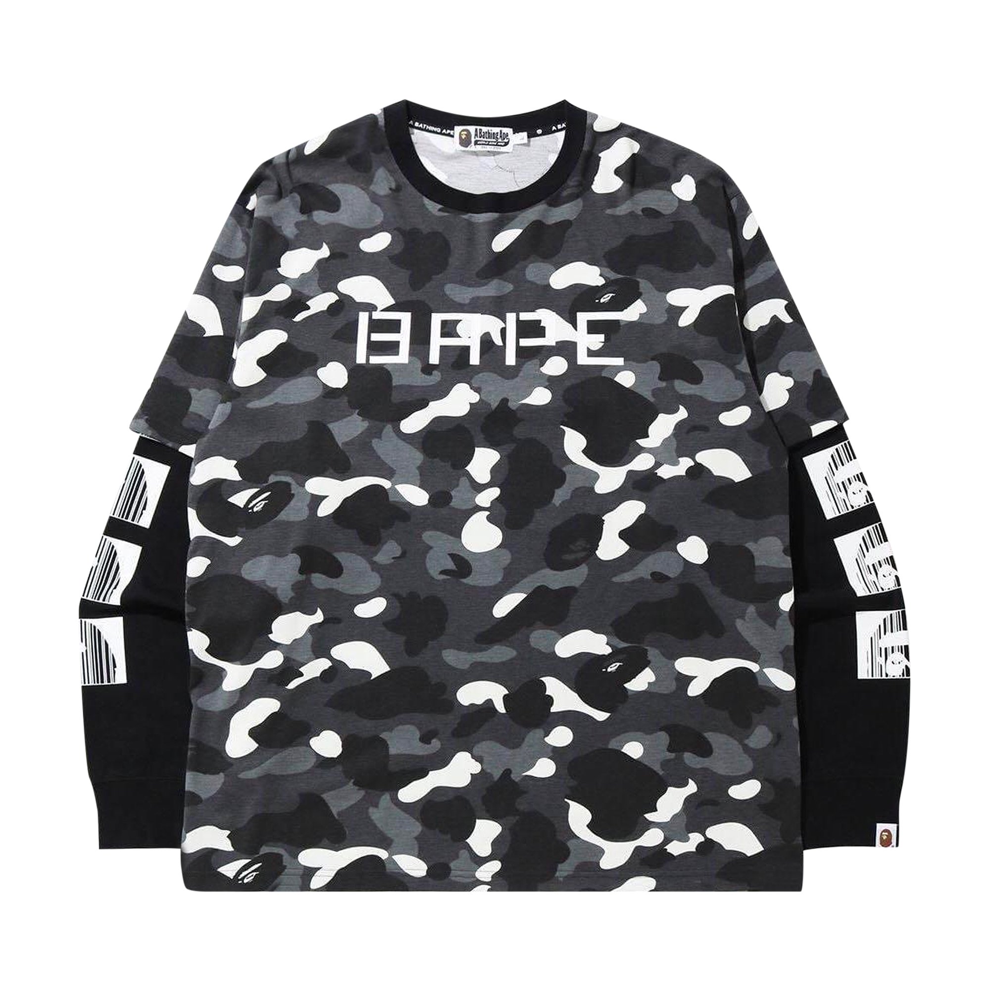 Buy BAPE Relaxed Fit City Camo Layered Long-Sleeve Tee 'Black