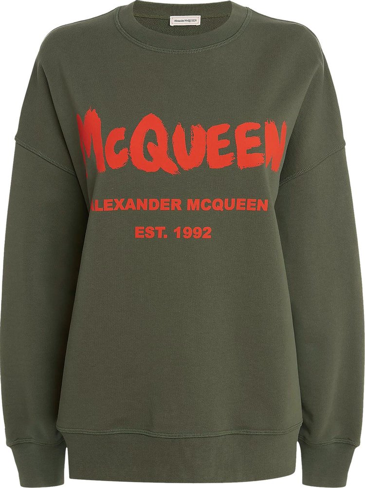 Alexander McQueen Graffiti Sweatshirt 'Khaki/Orange'
