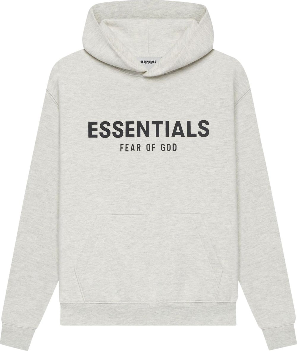 Buy Fear of God Essentials Kids Pull-Over Hoodie 'Light Heather Oatmeal ...