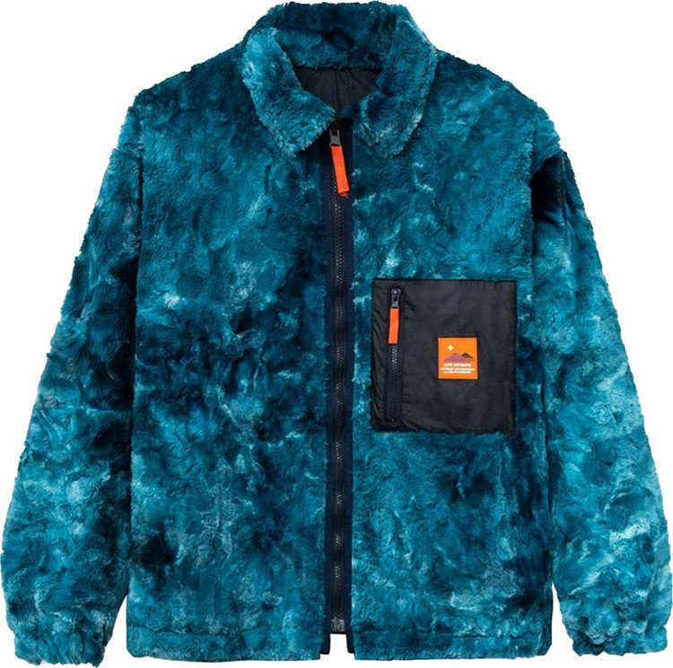 Brain Dead Fully Reversible Zip Front Fur Shirt Jacket 'Teal/Navy'