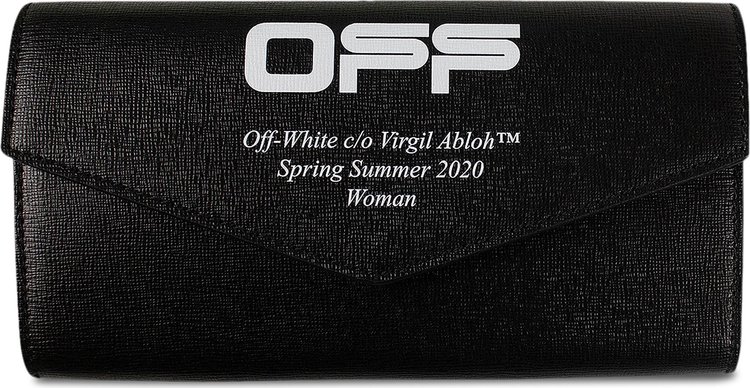 Off-White Leather Logo Long Flap Wallet 'Black'