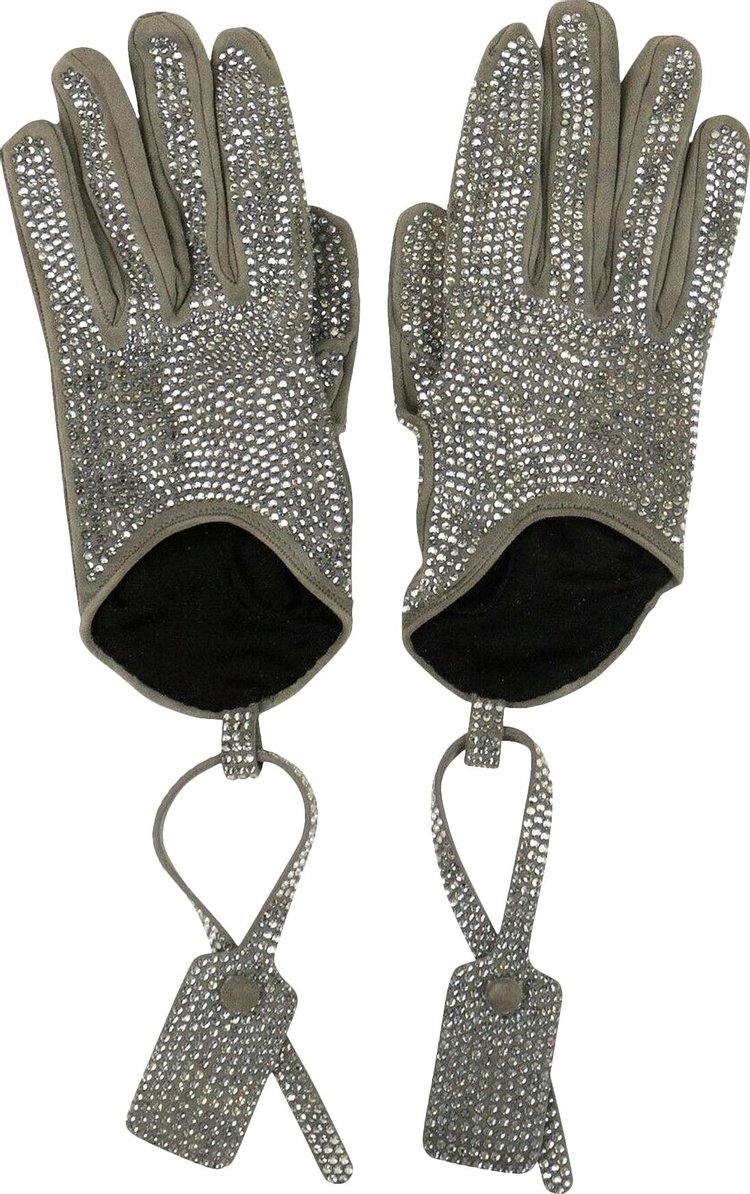 Off-White Crystal Embellished Gloves 'Grey'