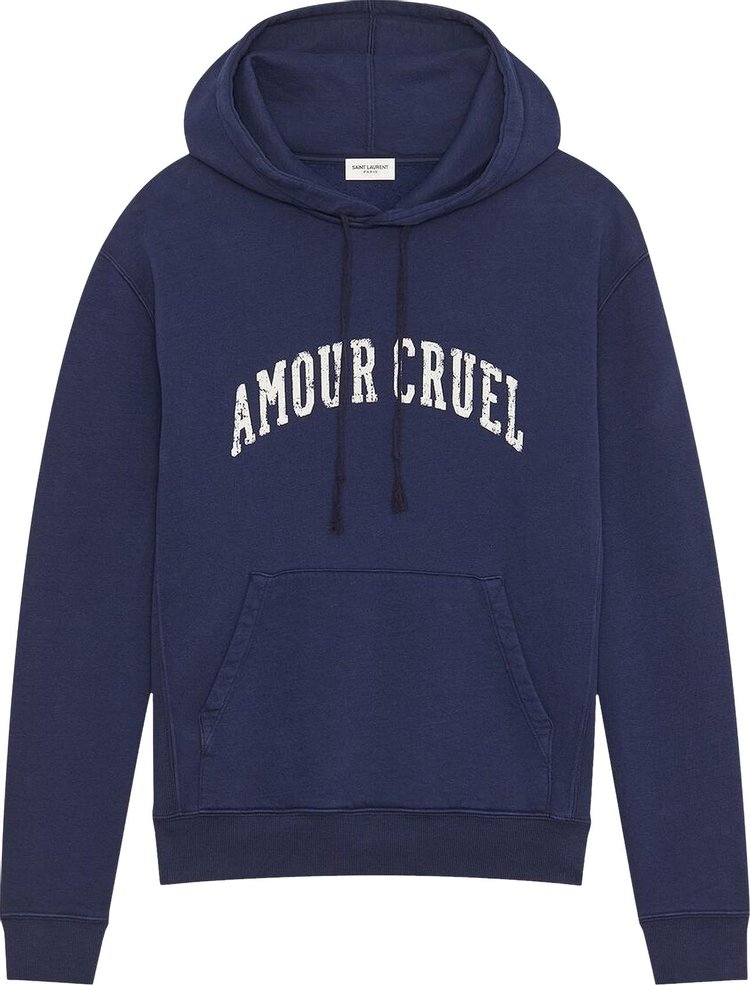 Saint Laurent Amour Cruel Popover Hoodie 'Washed Navy'
