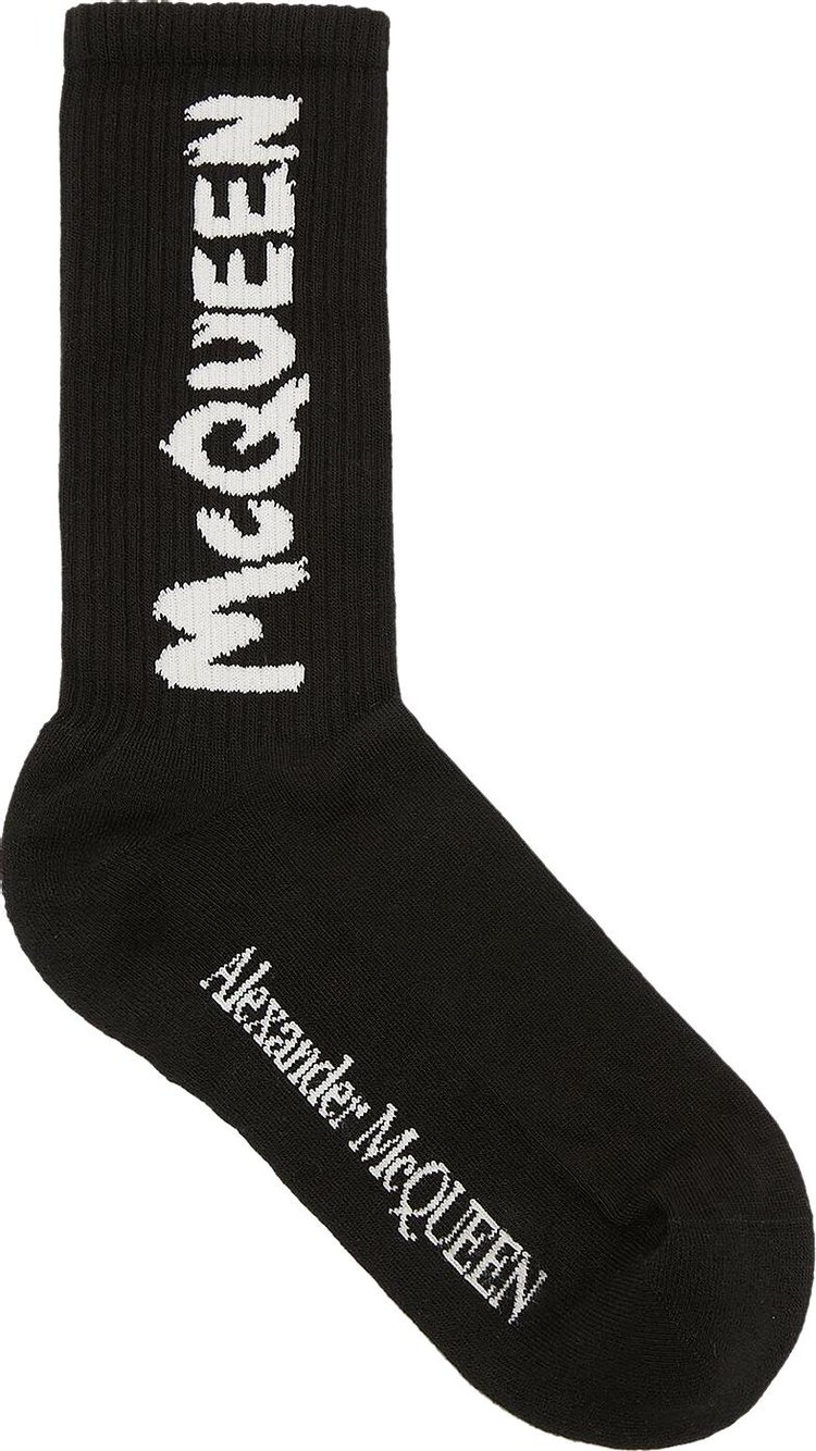 Alexander McQueen Graffiti Socks 'Black/Ivory'