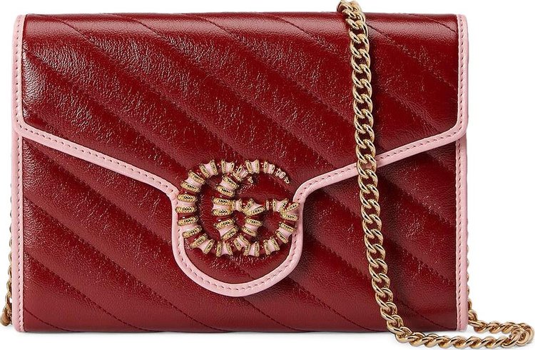 Buy Gucci GG Marmont Mini Chain Bag 'Dark Red/Pastel Pink