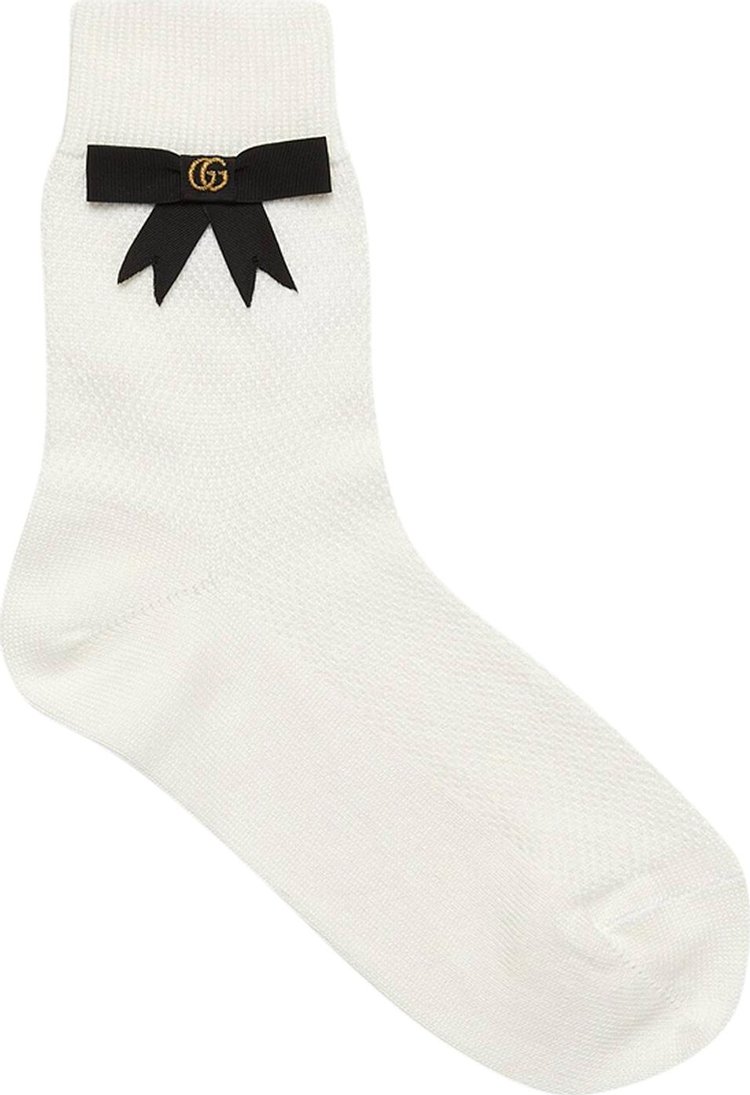 Gucci Cotton Blend Socks With GG Bow 'White'