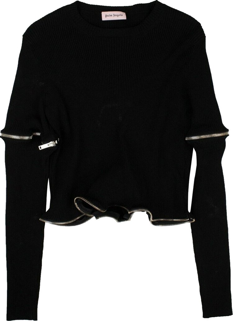Palm Angels Zipped Rouche Sweater 'Black'