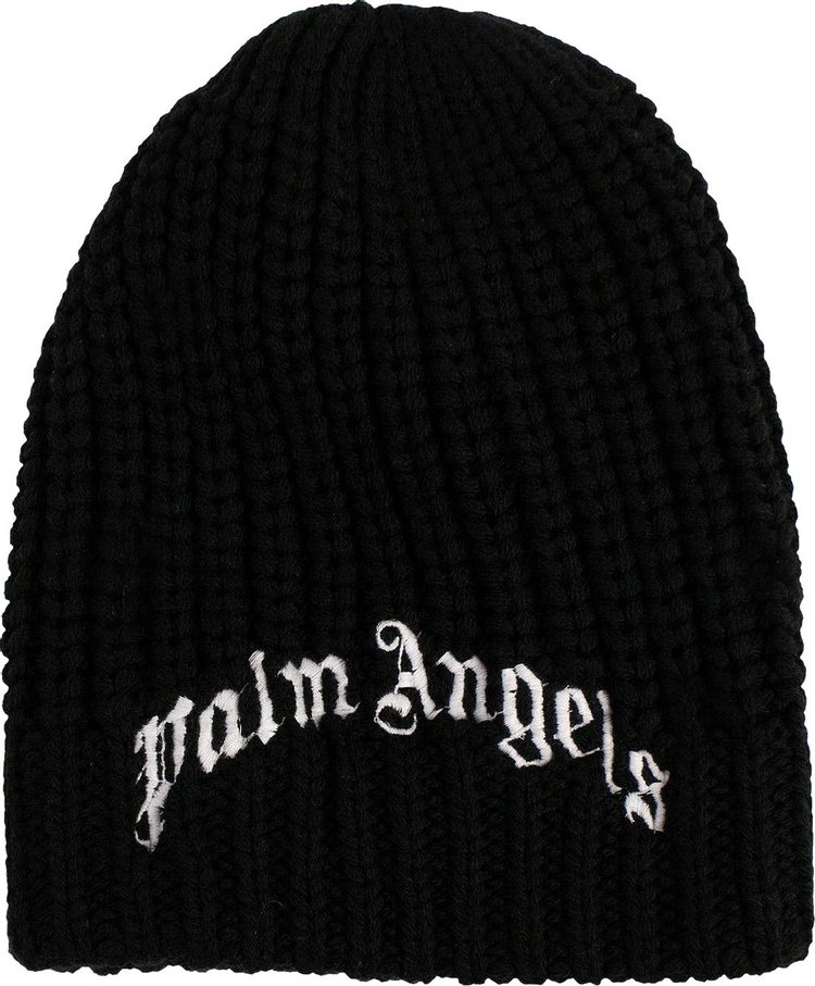 Palm Angels Wool Knit Embroidered Beanie 'Black'