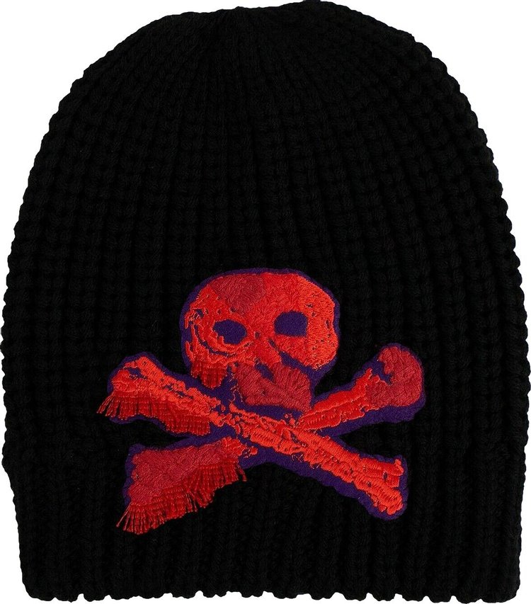 Palm Angels Wool Knit Skull And Crossbones Patch Beanie 'Black'