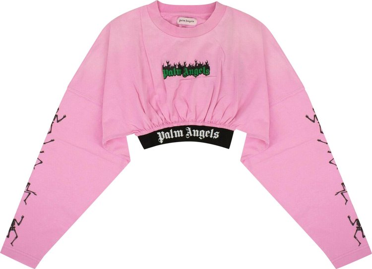 Palm Angels Dance Of Death Cropped T-Shirt 'Pink'