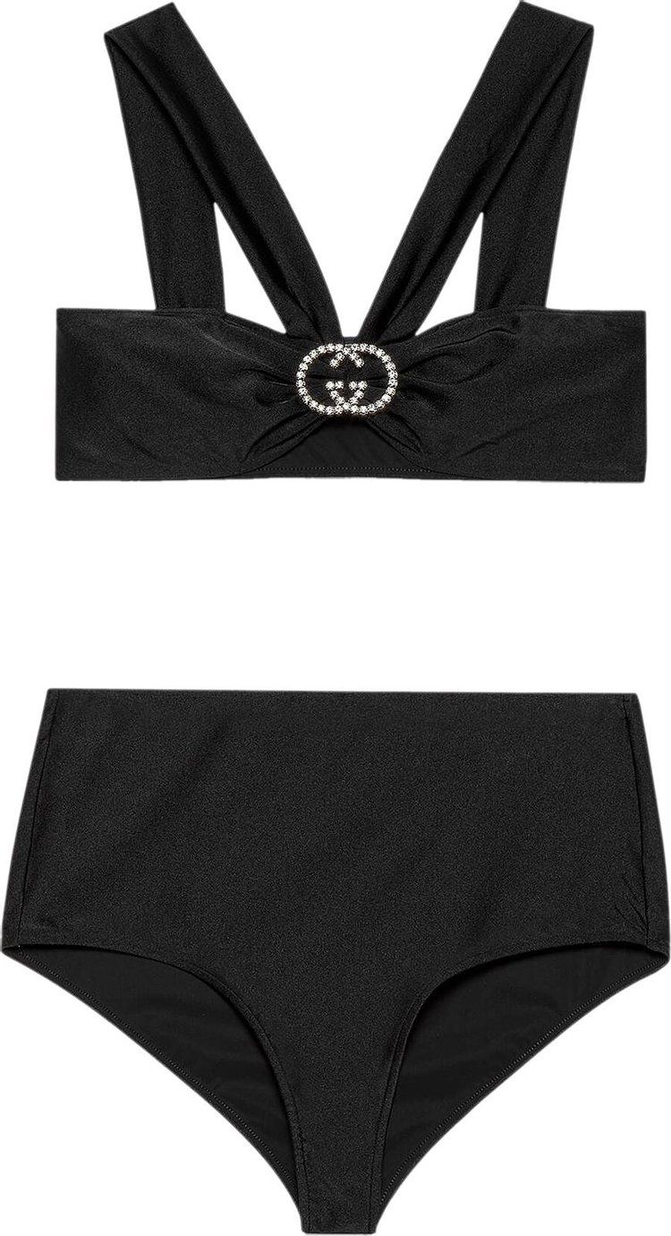 Gucci, Swim, Nwt Gucci Bathing Suit Gold And Black With Pendant Size  Medium