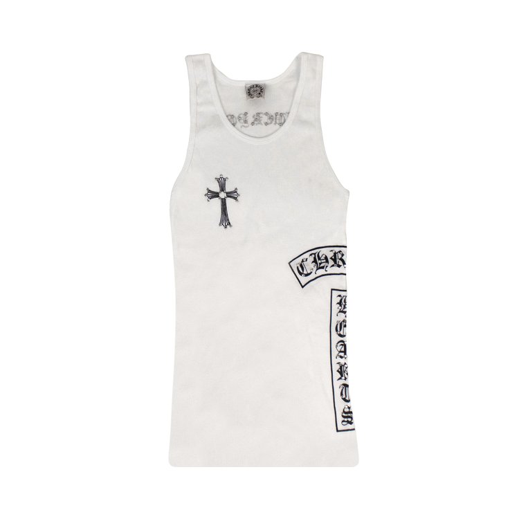 Chrome Hearts Ribbed Crystals Side Logo F*** You Tank Top 'White'