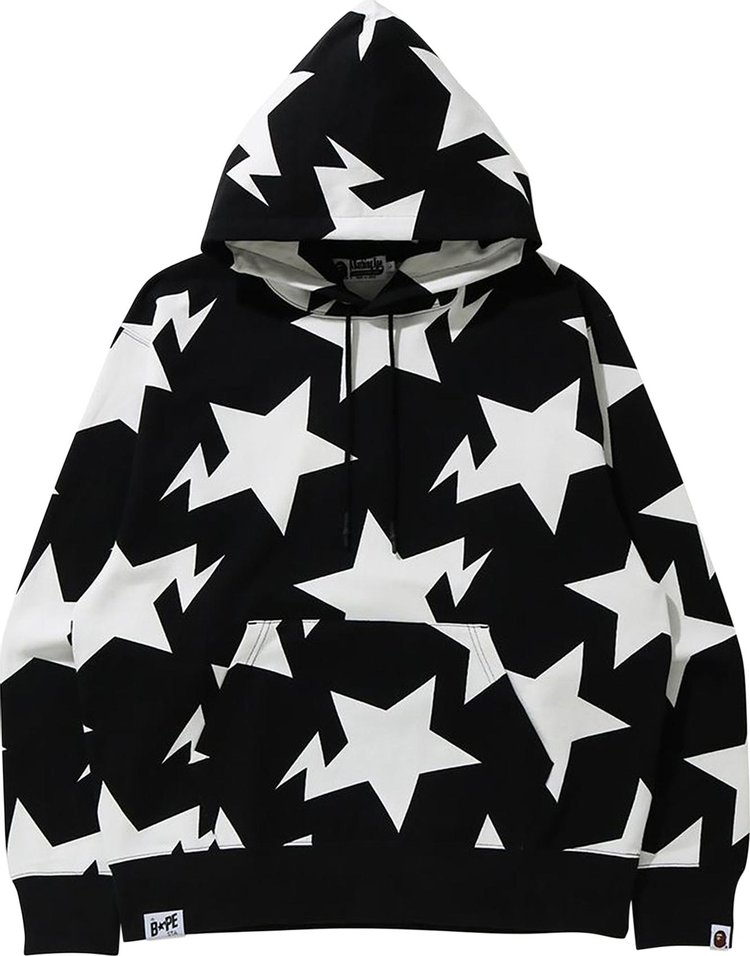 BAPE Relaxed Sta Pattern Pullover Hoodie 'Black'