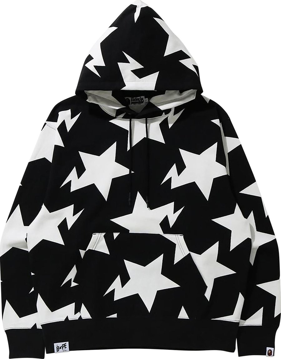 Buy BAPE Relaxed Sta Pattern Pullover Hoodie 'Black' - 1G80 114 011 ...