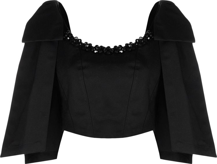 Simone Rocha Embellished Corset Top With Shoulder Bow 'Black/Jet'