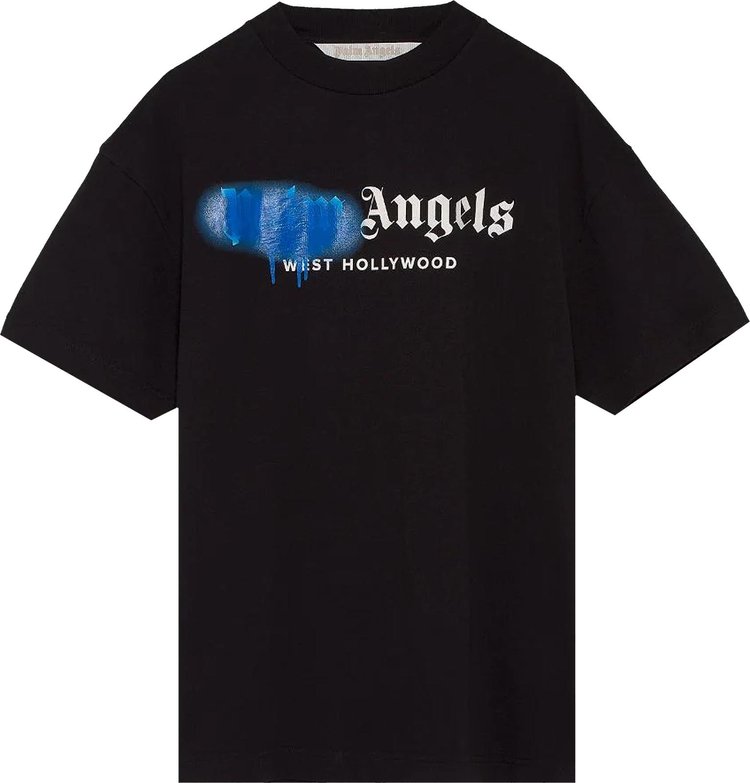 Palm Angels West Hollywood Sprayed Tee 'Black/Fluorescent Blue'