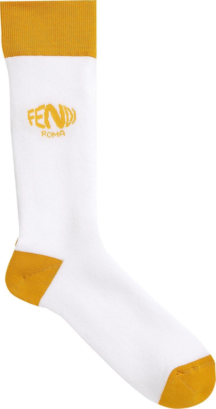 Fendi x Sarah Coleman Fisheye Logo Socks 'Yellow/White'