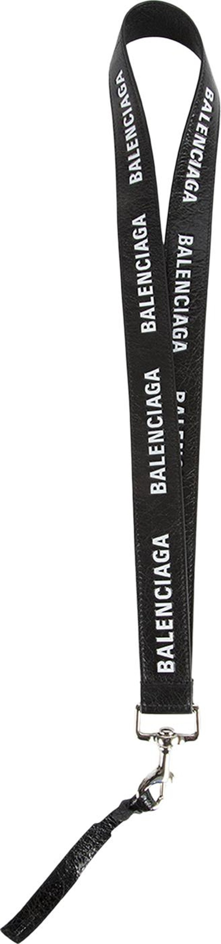 Balenciaga Allover Logo Key Holder 'Black/White'