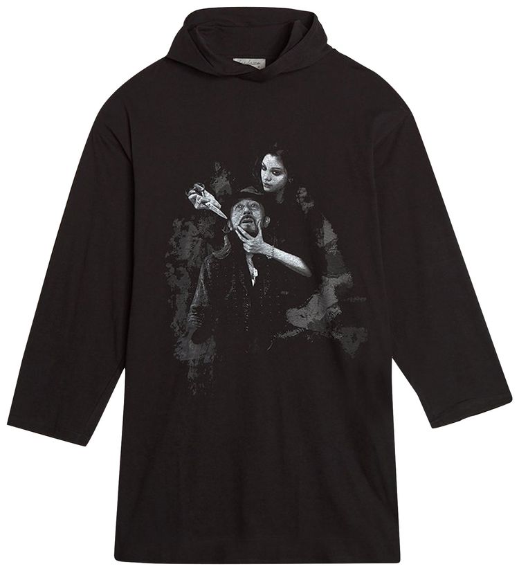 Yohji Yamamoto Pour Homme This Man Print Hoodie Black