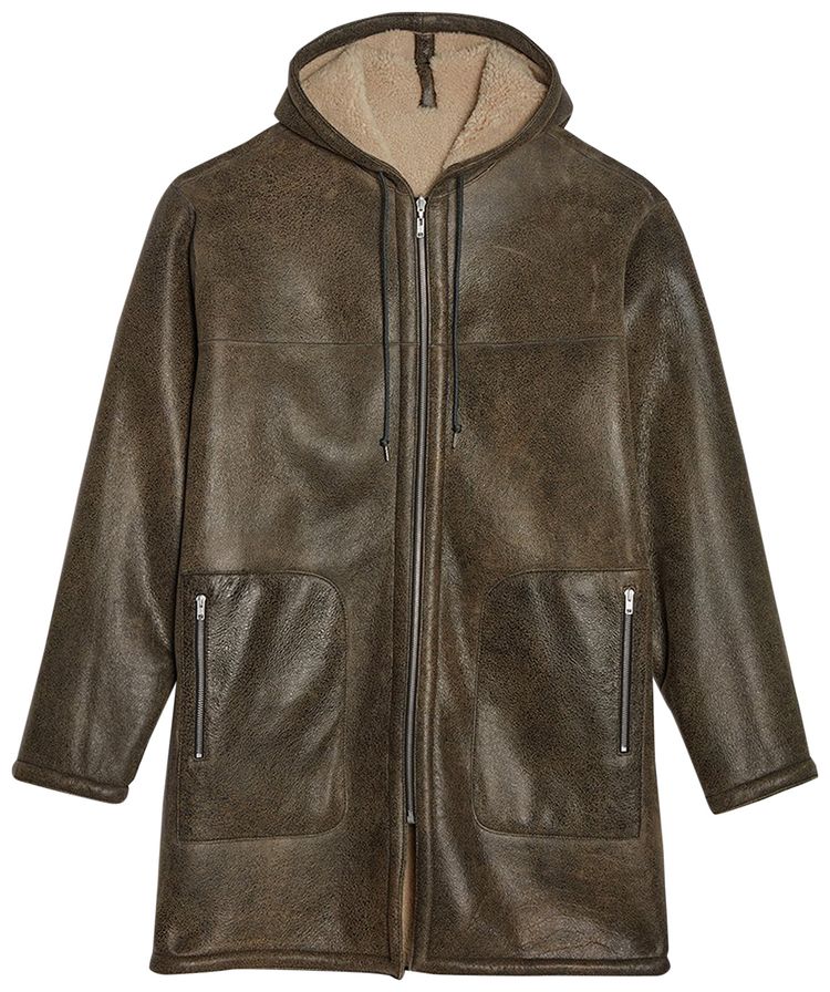 Marni Classic Zipper Shearling Jacket Brown