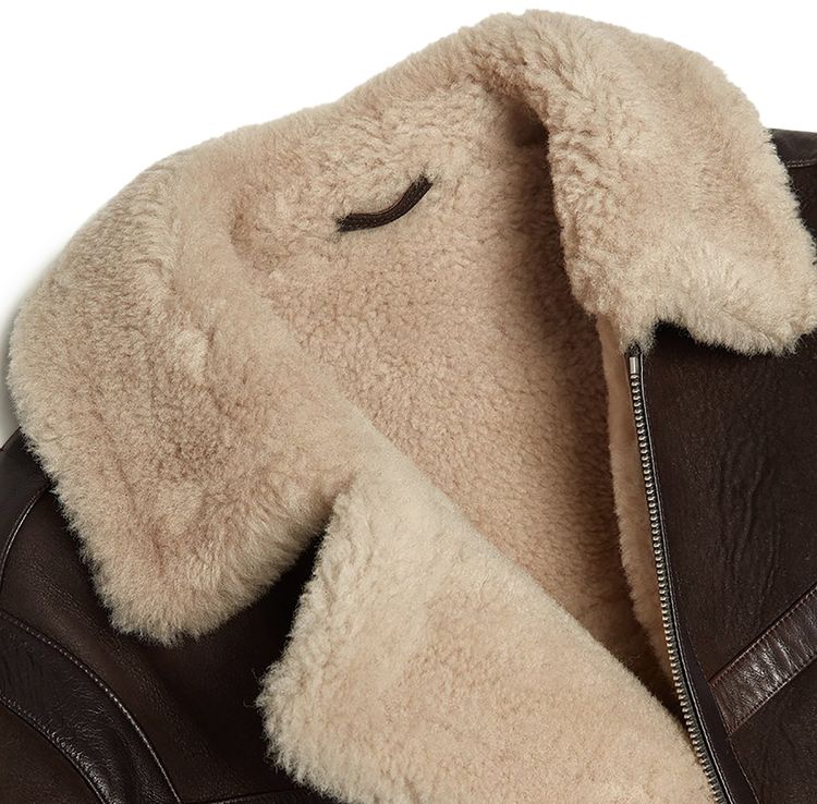 Lemaire Aviator Sheepskin Jacket BrownEcru