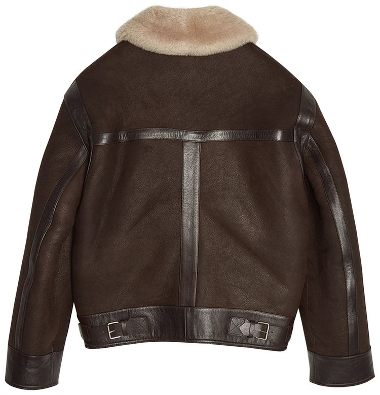 Lemaire Aviator Sheepskin Jacket BrownEcru
