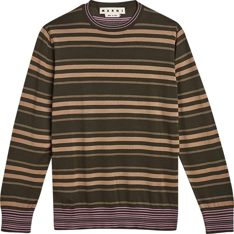 Marni Stripe Roundneck Sweater 'Green / Beige / Pink'