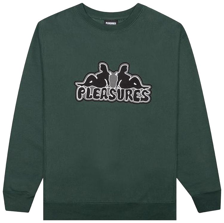 Pleasures Thicc Applique Premium Crewneck Alpine Green