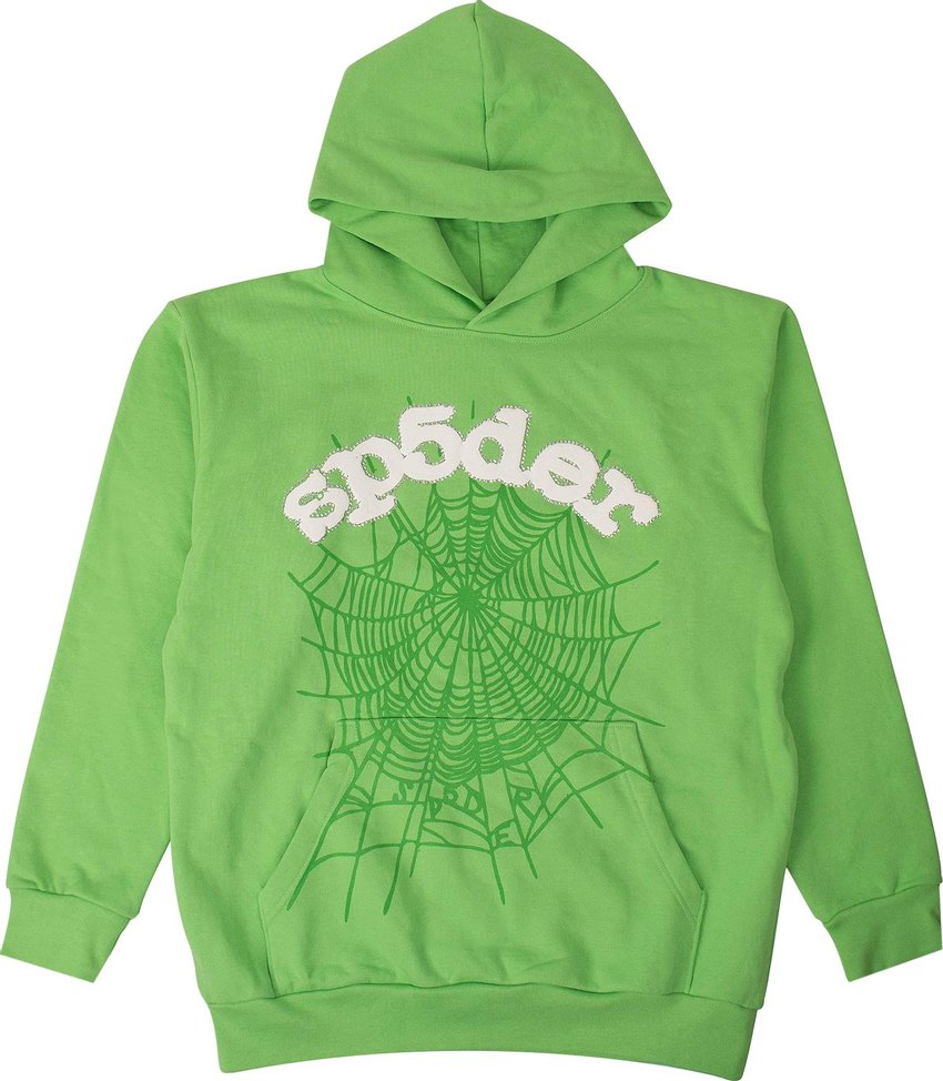 Buy Sp5der Logo Hoodie Sweatshirt 'Green' - 2406 100000106LHS GREE | GOAT