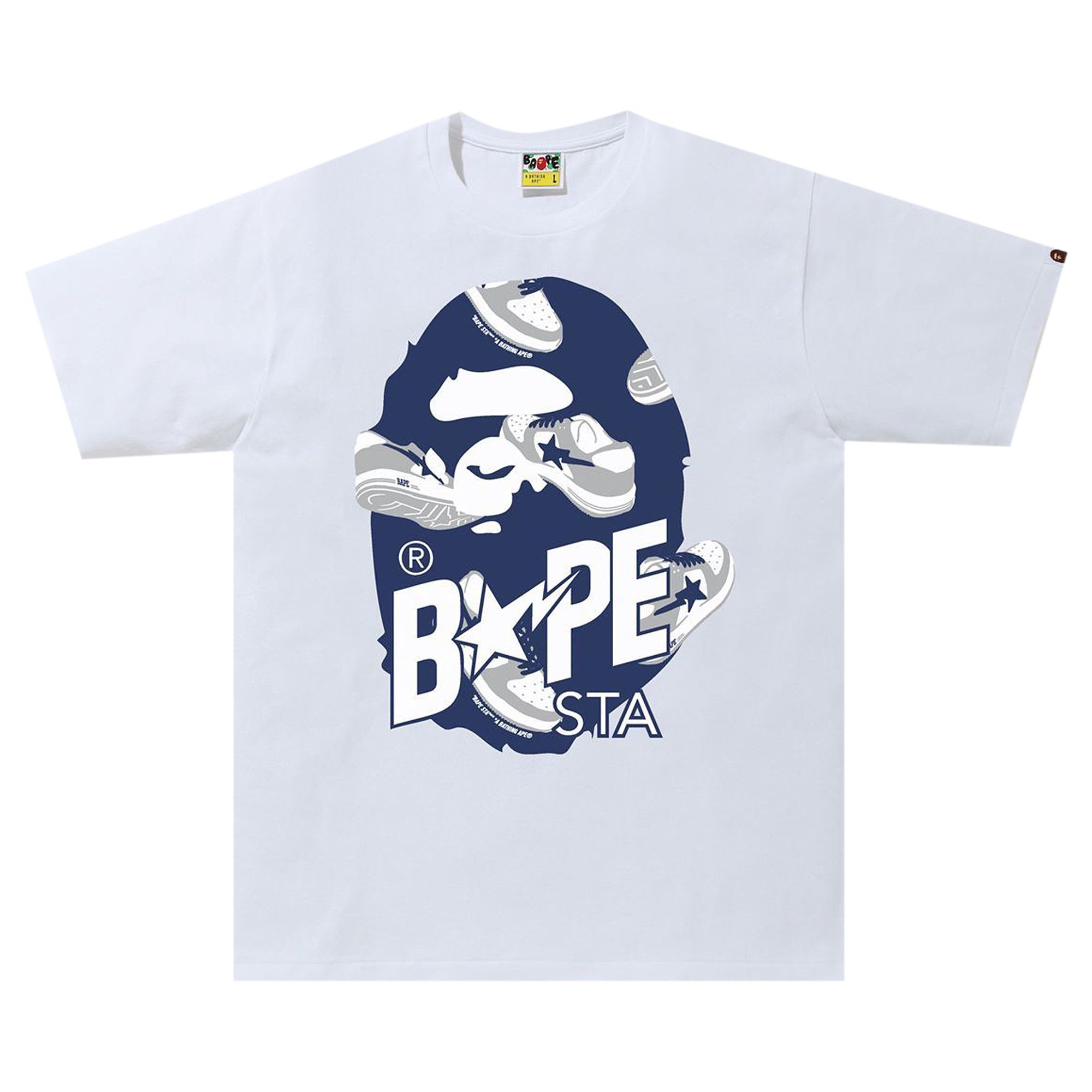 Buy BAPE Random Bape Sta Ape Head Relaxed Tee White Navy 1H30