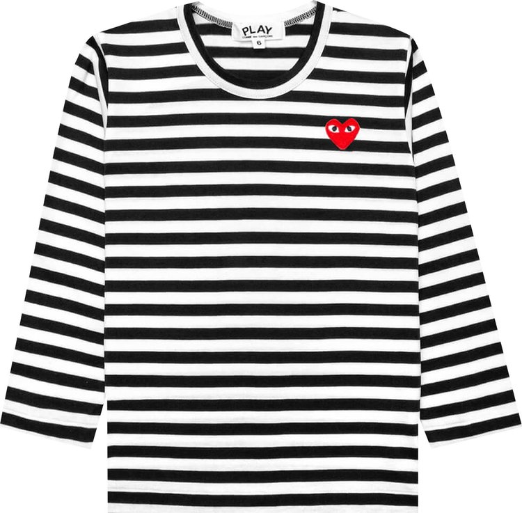 Comme des Garçons PLAY Kids Striped Heart Logo Long-Sleeve T-Shirt 'Black/White'