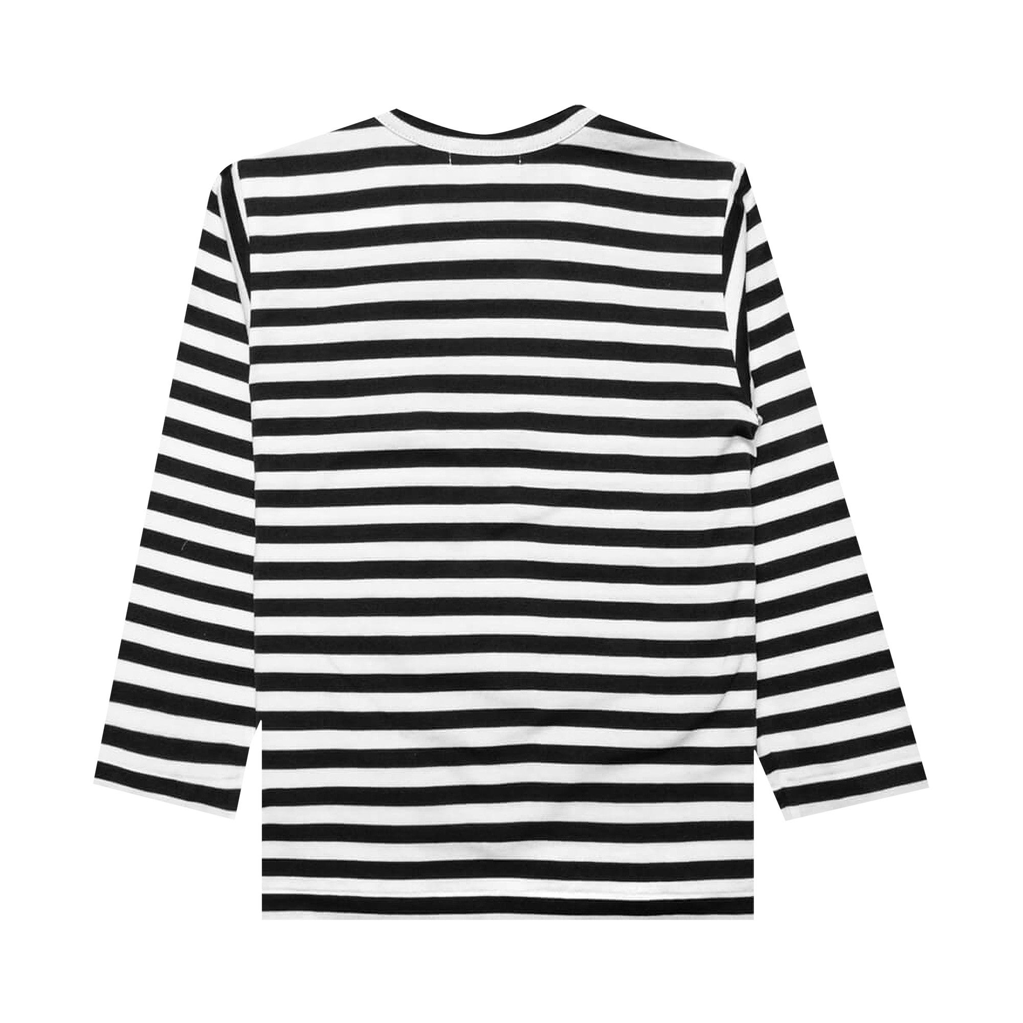 Buy Comme des Garcons PLAY Kids Striped Heart Logo Long Sleeve T Shirt Black White az t663 100 1 GOAT UK