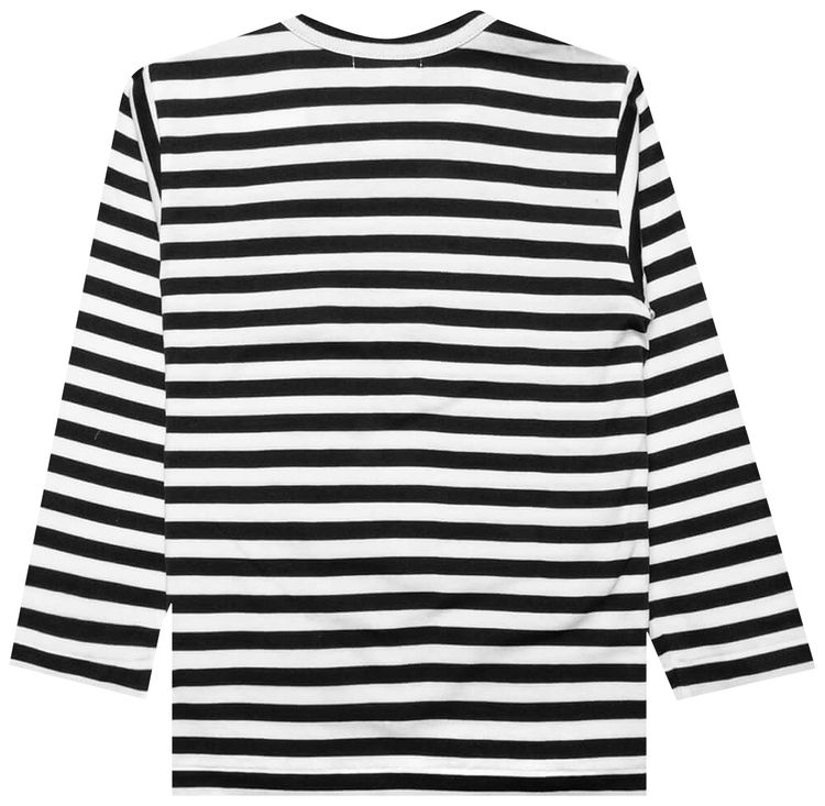 Comme des Garcons PLAY Kids Striped Heart Logo Long Sleeve T Shirt BlackWhite