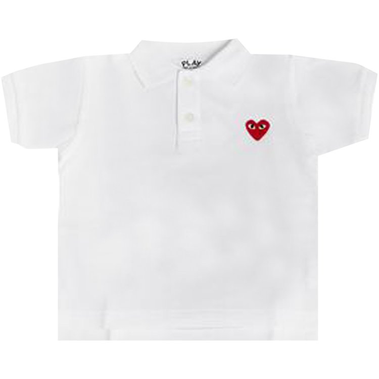 Comme des Garcons PLAY Kids Heart Polo White