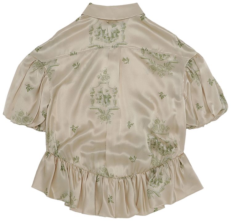 Simone Rocha Peplum Frill Blouse NudeGreen