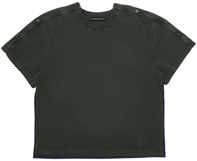 YProject Triple Snap T Shirt BlackMoss GreenNavy