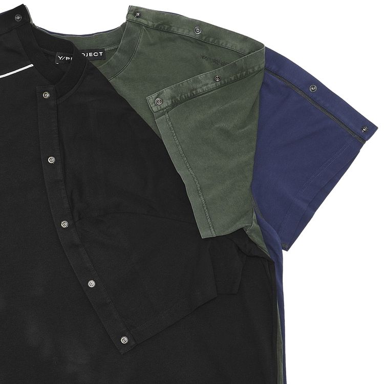 YProject Triple Snap T Shirt BlackMoss GreenNavy