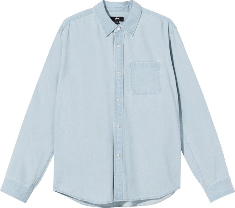 Dior Stussy Blue Embroidered Denim Button Up Shirt – Savonches