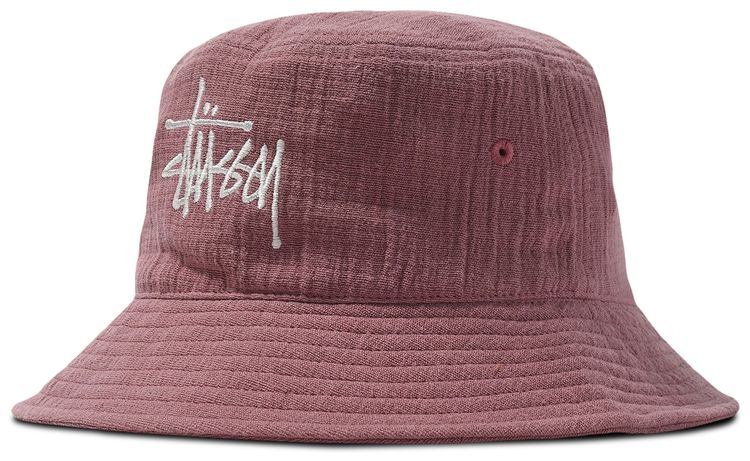 Stussy Gauze Cotton Big Logo Bucket Hat Mauve