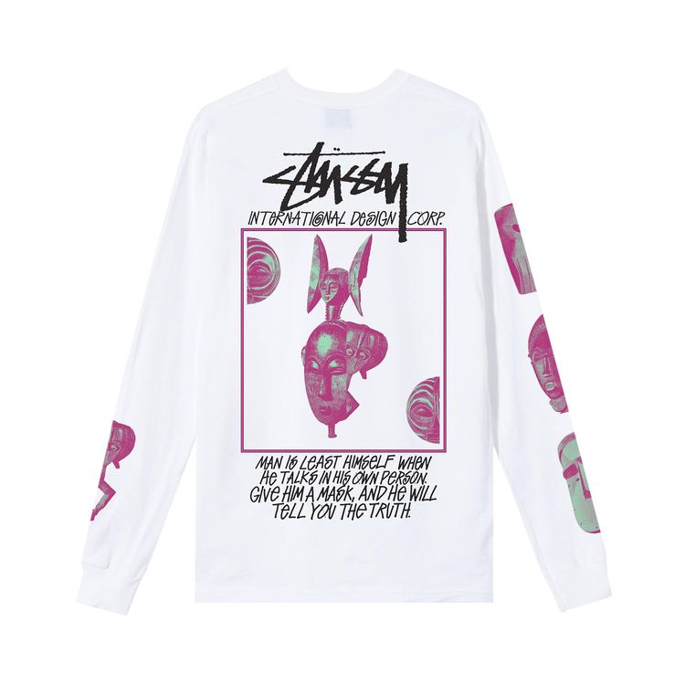Stussy Masked Long Sleeve Tee White